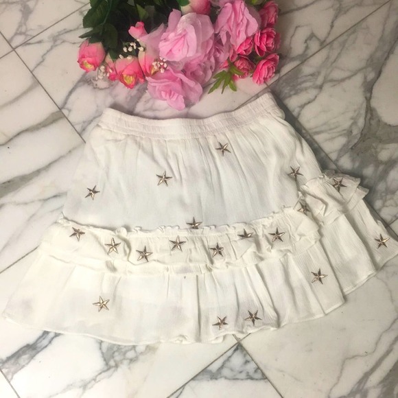 Mini Skirt Ruffle Stars Cottage Core Girly NWOT S - Picture 3 of 7